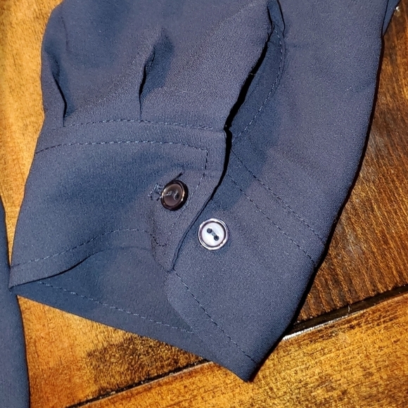 CATO Dark blue sheer longsleeve buttondown top XL - Picture 10 of 12